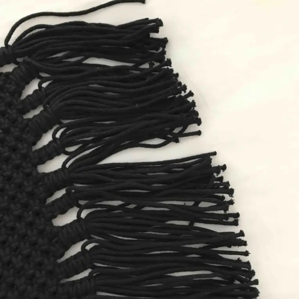 Danielle Nicole Black Macrame With Wooden Handle … - image 5